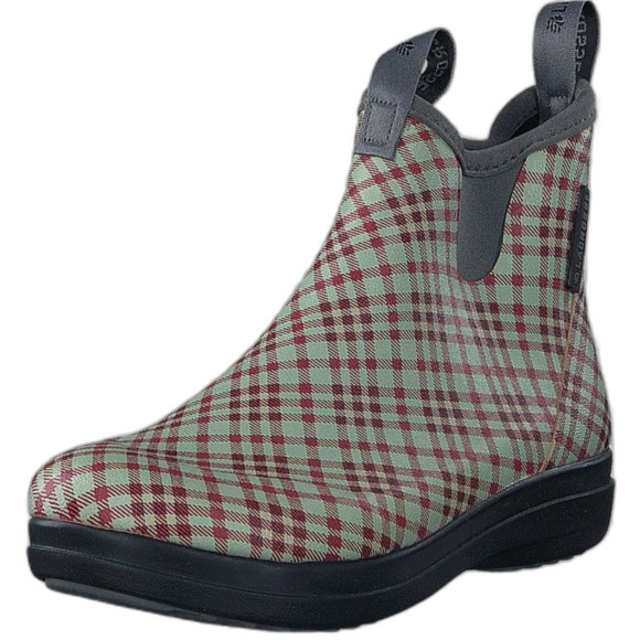 Lacrosse style Hampton red tweed Plaid Ankle Rain Boots size 10 - Picture 1 of 9